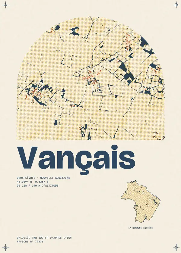 Affiche de Vançais, calculée par 123-fr d'après l'IGN