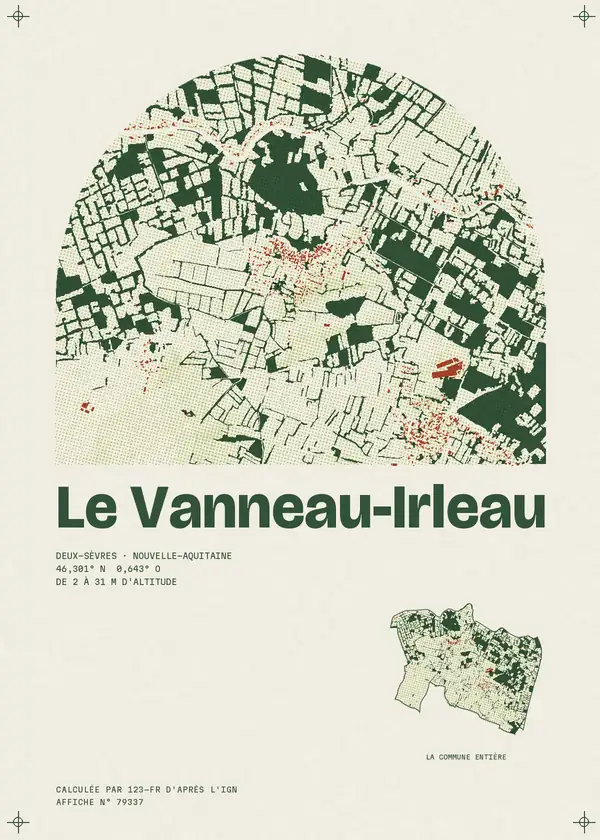 Affiche de Le Vanneau-Irleau, calculée par 123-fr d'après l'IGN