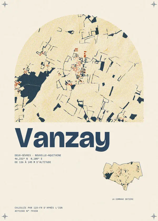 Affiche de Vanzay, calculée par 123-fr d'après l'IGN