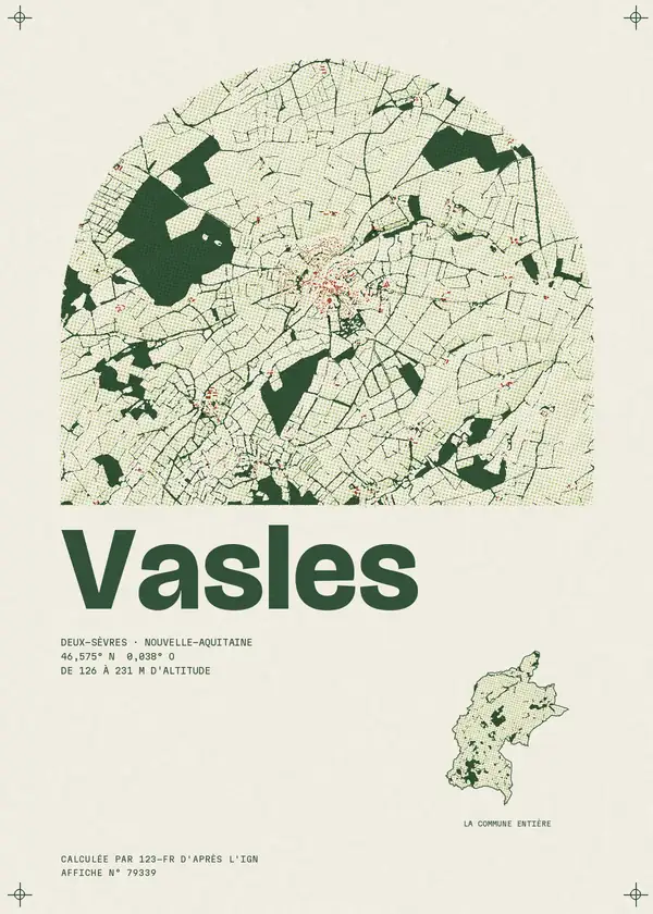 Affiche de Vasles, calculée par 123-fr d'après l'IGN