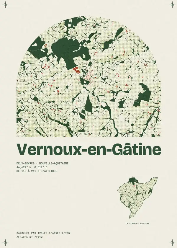 Affiche de Vernoux-en-Gâtine, calculée par 123-fr d'après l'IGN