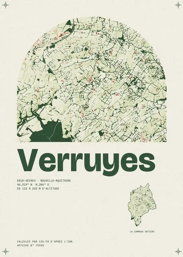 Affiche de Verruyes, calculée par 123-fr d'après l'IGN