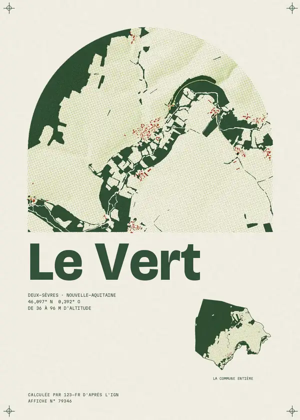 Affiche de Le Vert, calculée par 123-fr d'après l'IGN