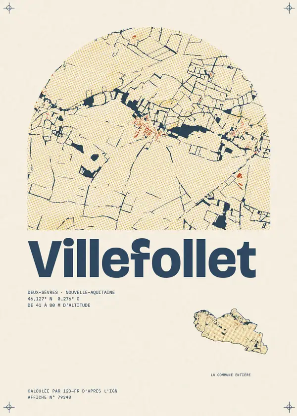 Affiche de Villefollet, calculée par 123-fr d'après l'IGN