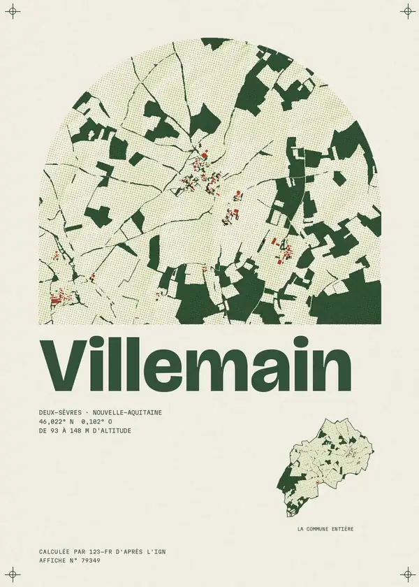 Affiche de Villemain, calculée par 123-fr d'après l'IGN