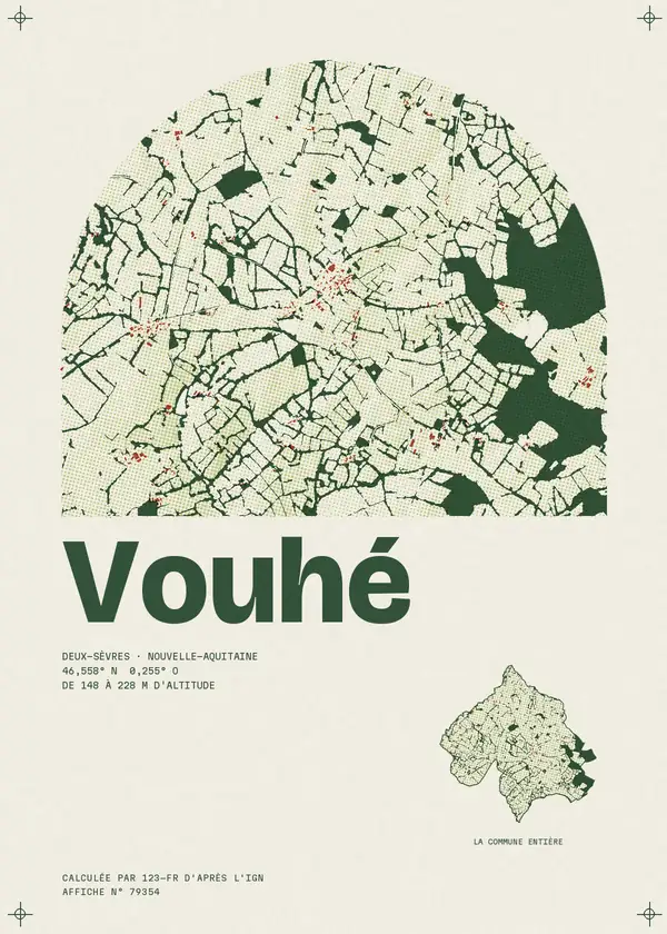 Affiche de Vouhé, calculée par 123-fr d'après l'IGN