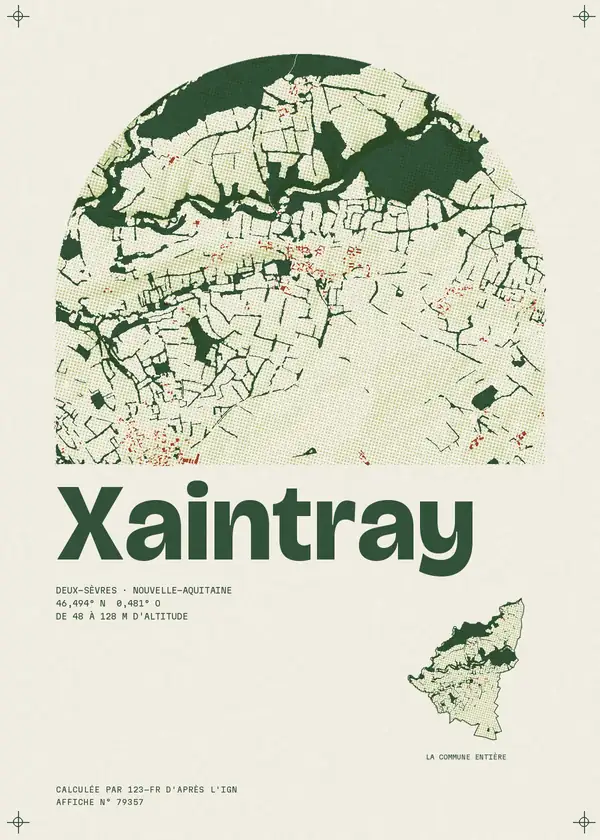 Affiche de Xaintray, calculée par 123-fr d'après l'IGN