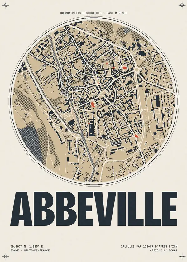 Affiche de Abbeville, calculée par 123-fr d'après l'IGN