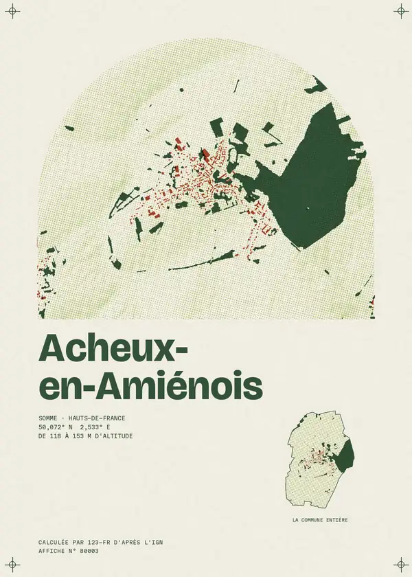 Affiche de Acheux-en-Amiénois, calculée par 123-fr d'après l'IGN