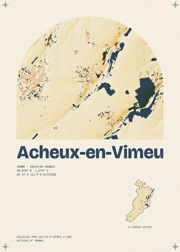 Affiche de Acheux-en-Vimeu, calculée par 123-fr d'après l'IGN