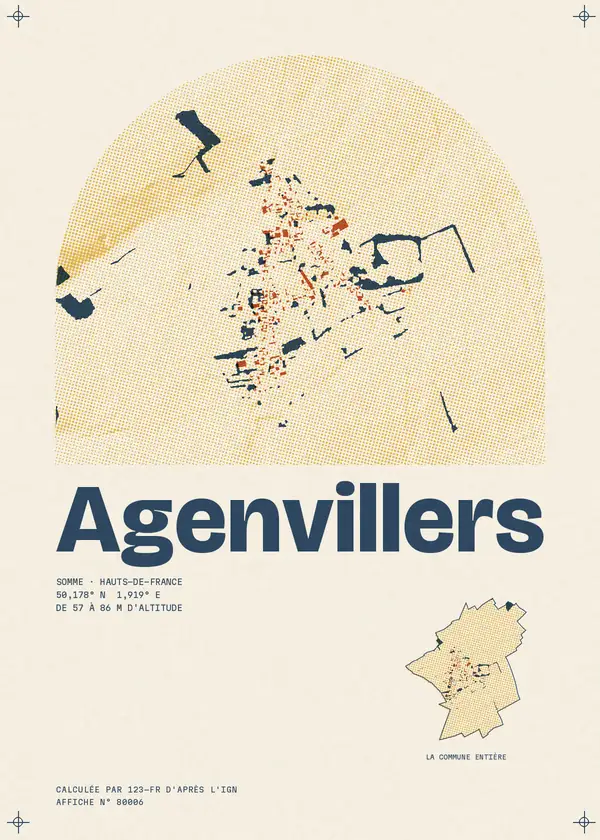 Affiche de Agenvillers, calculée par 123-fr d'après l'IGN