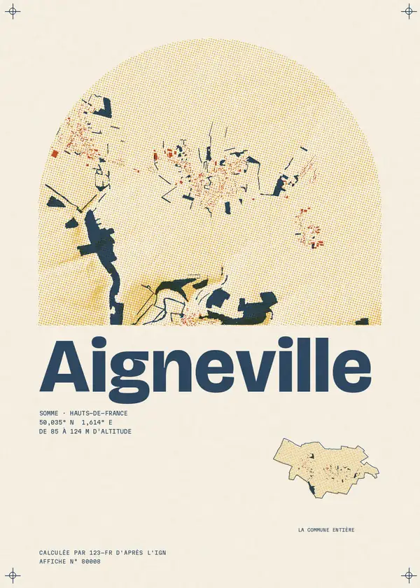 Affiche de Aigneville, calculée par 123-fr d'après l'IGN