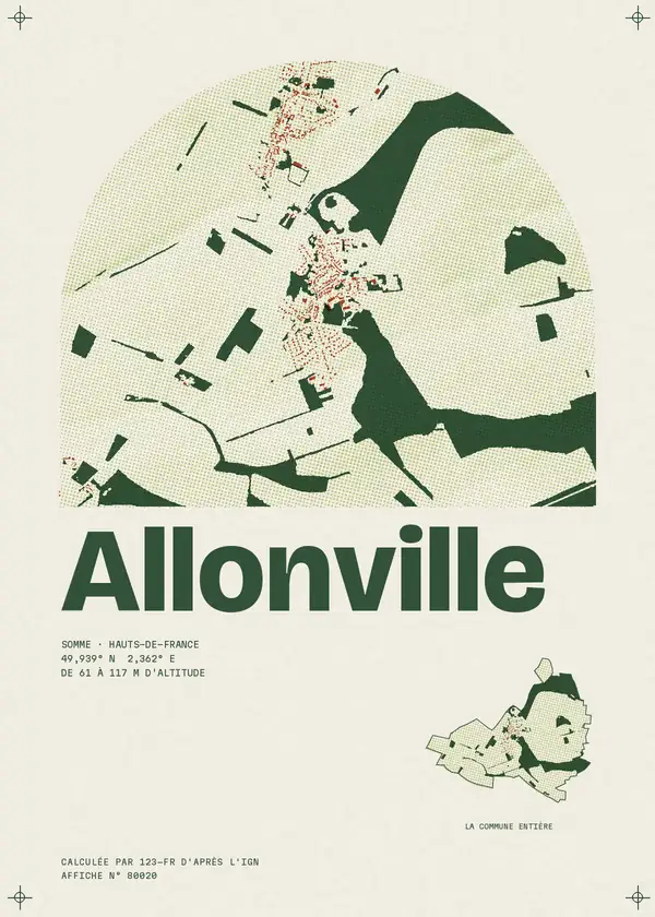 Affiche de Allonville, calculée par 123-fr d'après l'IGN