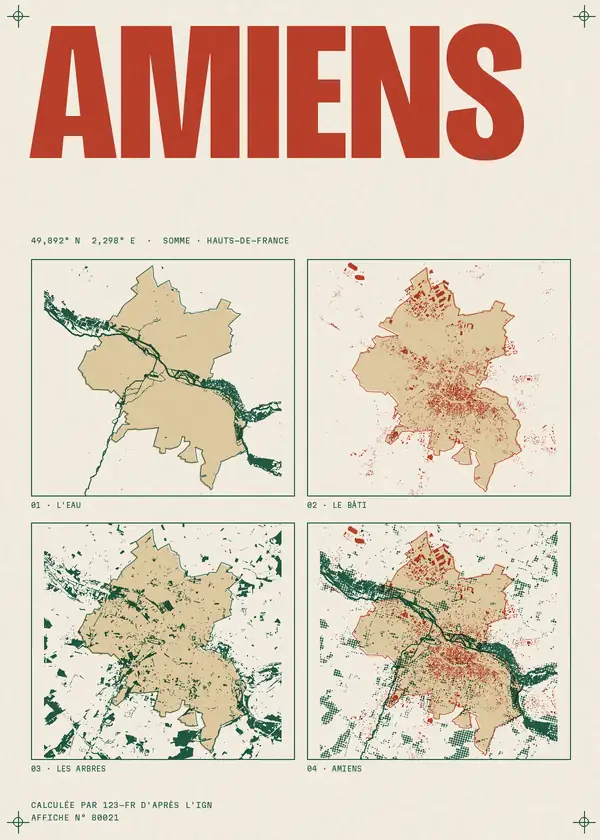 Affiche de Amiens, calculée par 123-fr d'après l'IGN