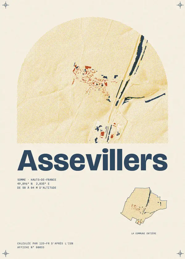 Affiche de Assevillers, calculée par 123-fr d'après l'IGN