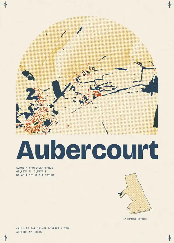 Affiche de Aubercourt, calculée par 123-fr d'après l'IGN