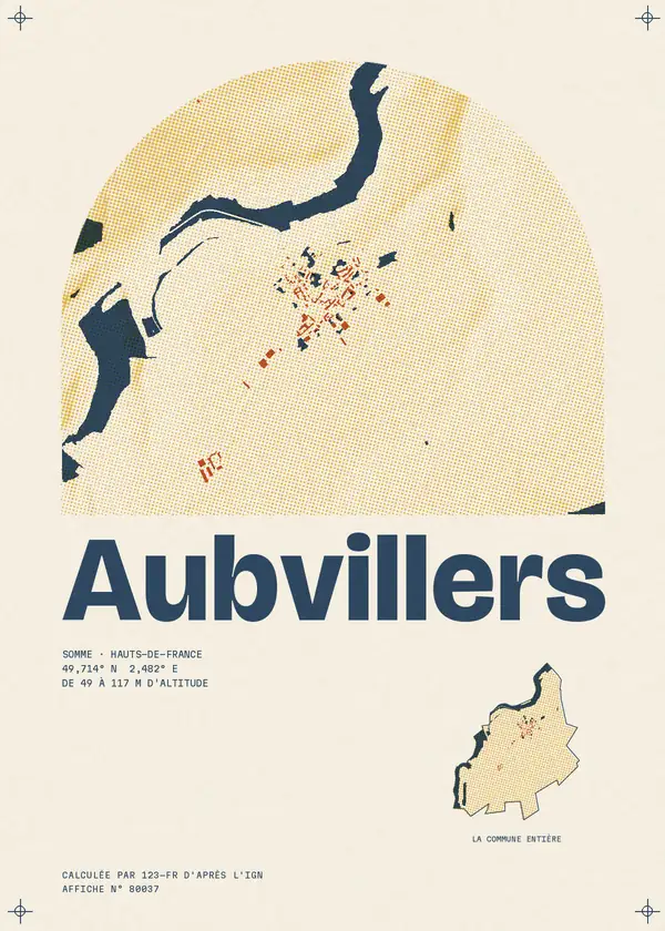 Affiche de Aubvillers, calculée par 123-fr d'après l'IGN