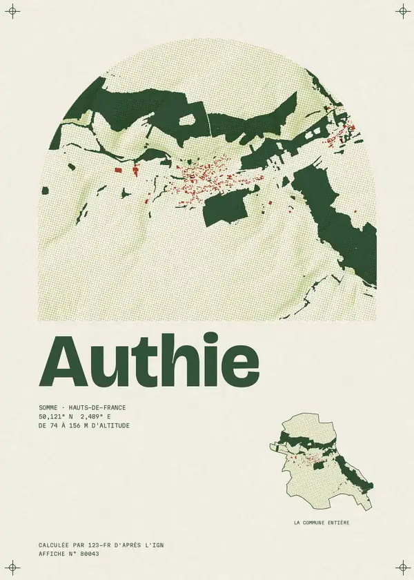 Affiche de Authie, calculée par 123-fr d'après l'IGN