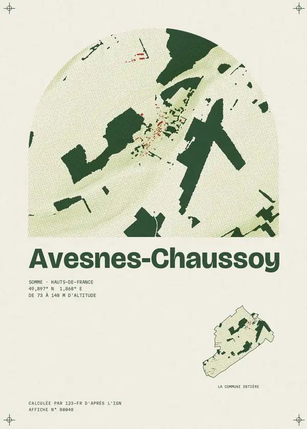 Affiche de Avesnes-Chaussoy, calculée par 123-fr d'après l'IGN