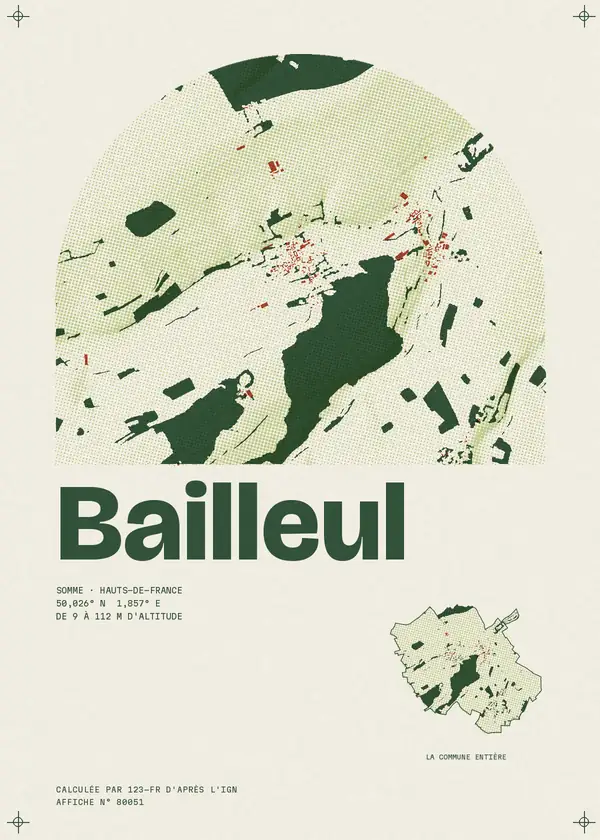 Affiche de Bailleul, calculée par 123-fr d'après l'IGN