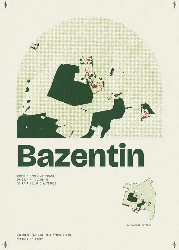 Affiche de Bazentin, calculée par 123-fr d'après l'IGN