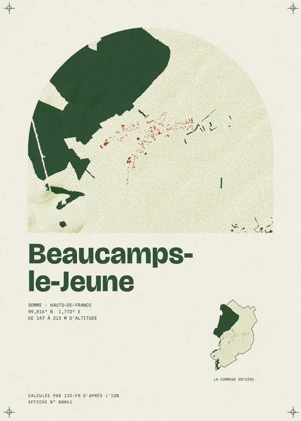 Affiche de Beaucamps-le-Jeune, calculée par 123-fr d'après l'IGN