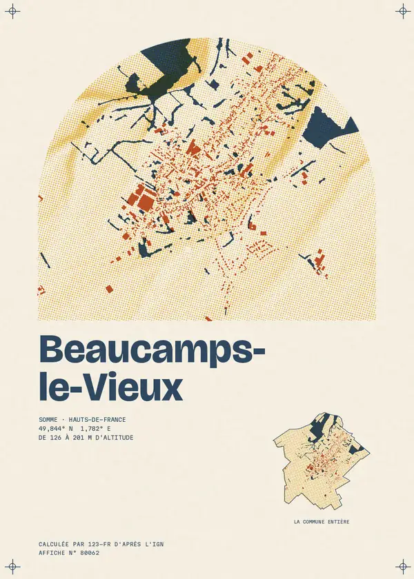 Affiche de Beaucamps-le-Vieux, calculée par 123-fr d'après l'IGN