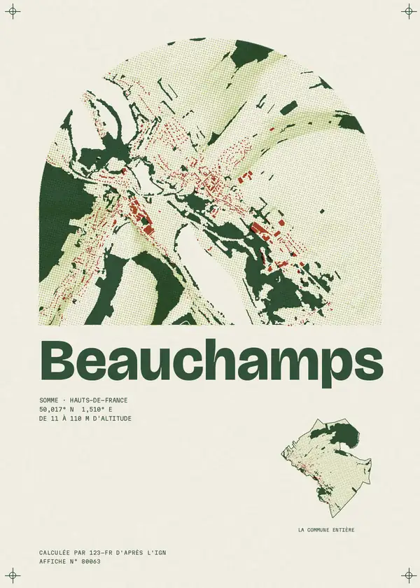 Affiche de Beauchamps, calculée par 123-fr d'après l'IGN