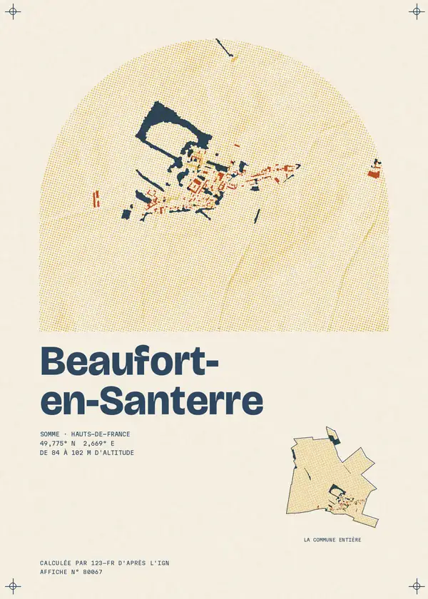 Affiche de Beaufort-en-Santerre, calculée par 123-fr d'après l'IGN