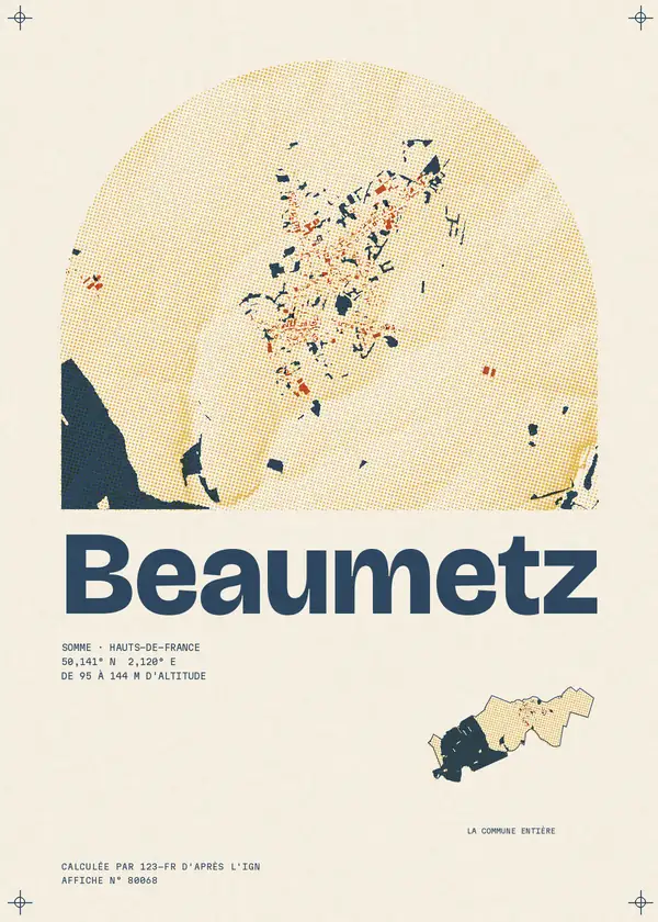Affiche de Beaumetz, calculée par 123-fr d'après l'IGN