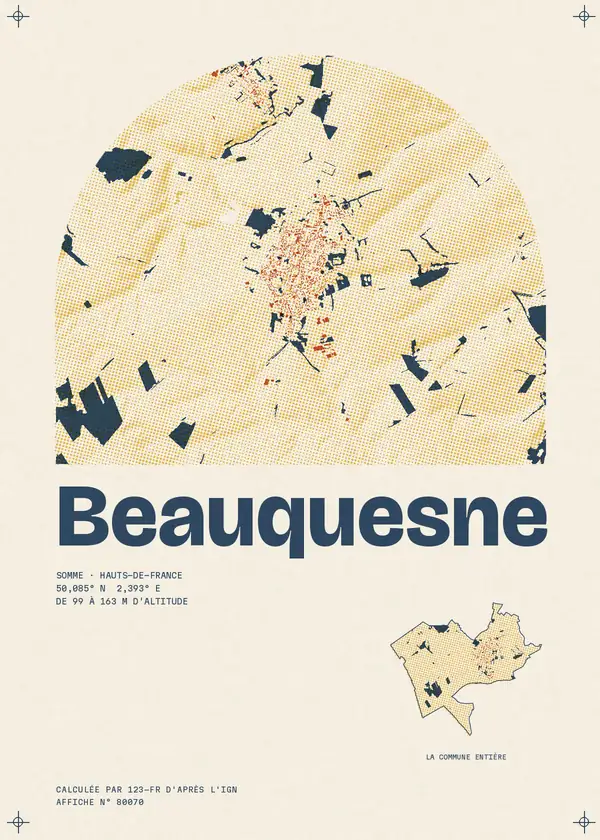 Affiche de Beauquesne, calculée par 123-fr d'après l'IGN