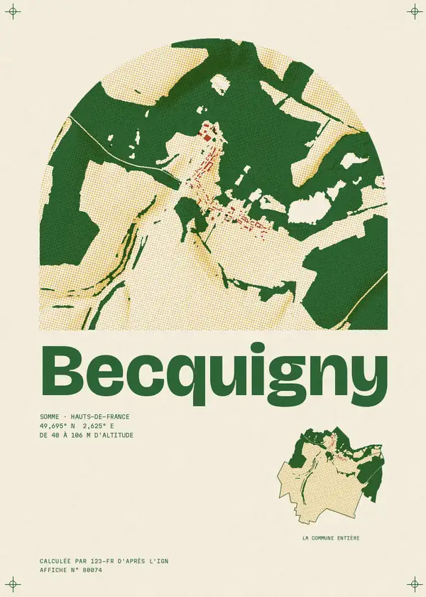 Affiche de Becquigny, calculée par 123-fr d'après l'IGN