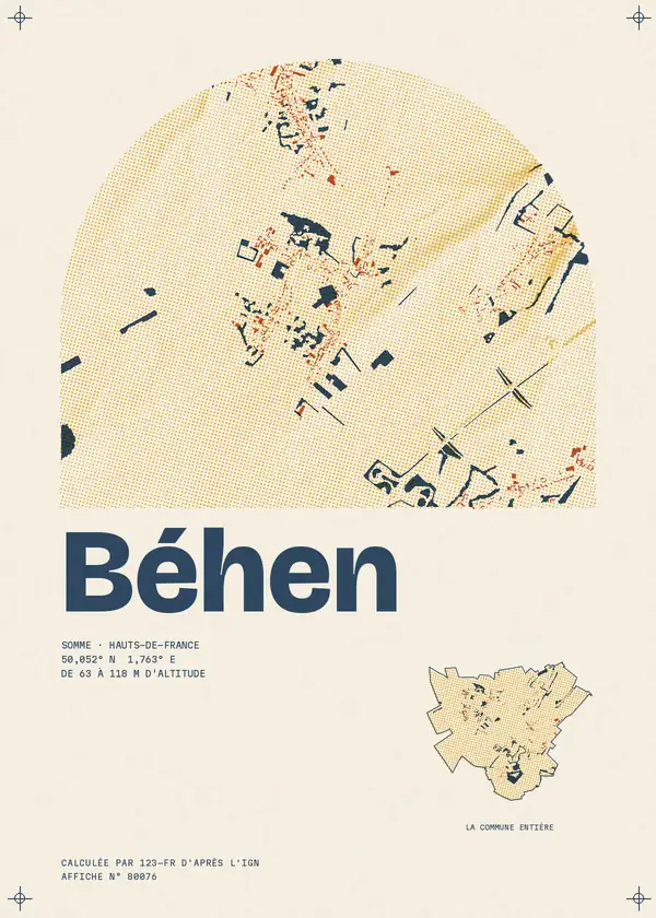Affiche de Béhen, calculée par 123-fr d'après l'IGN