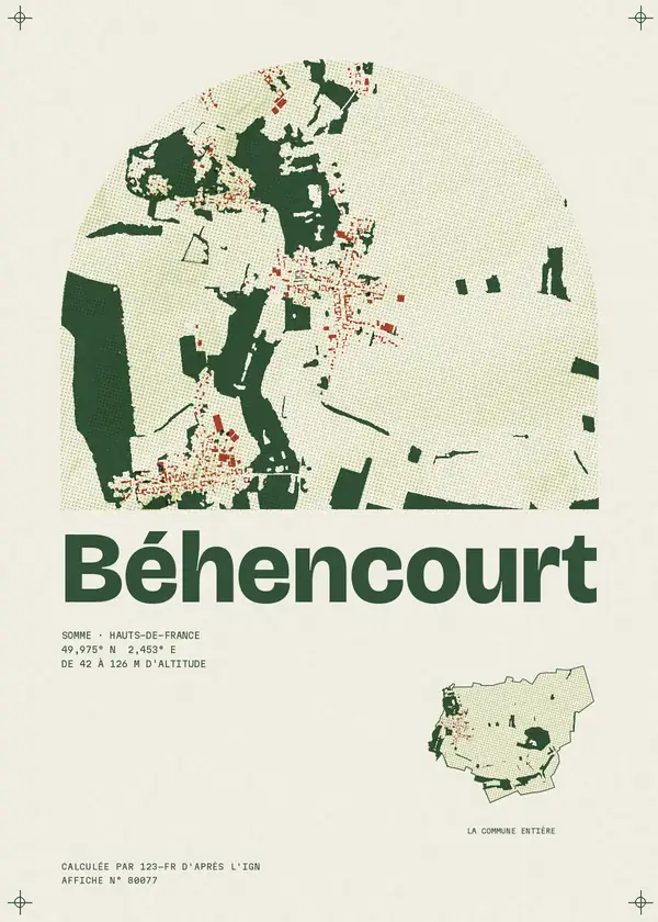 Affiche de Béhencourt, calculée par 123-fr d'après l'IGN