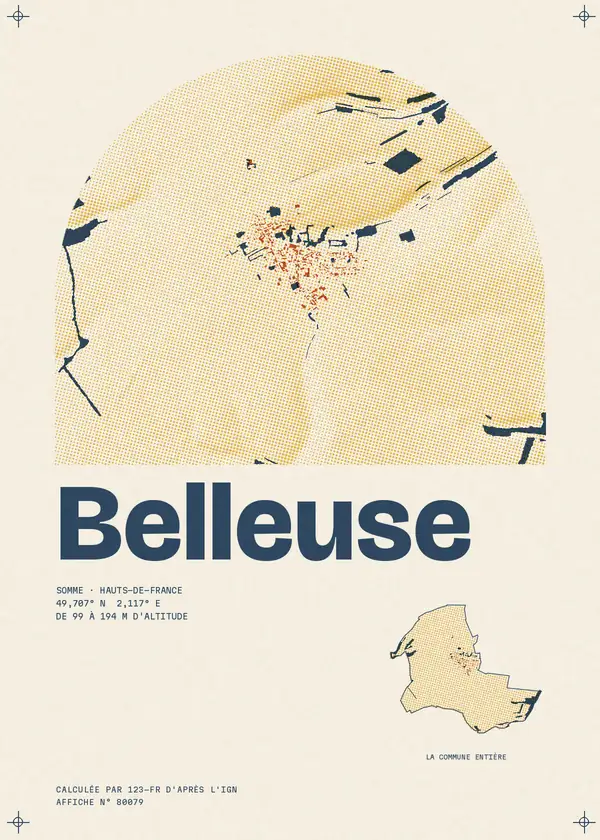 Affiche de Belleuse, calculée par 123-fr d'après l'IGN