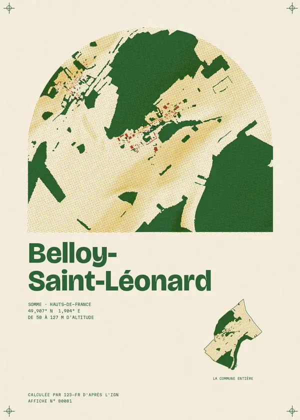 Affiche de Belloy-Saint-Léonard, calculée par 123-fr d'après l'IGN