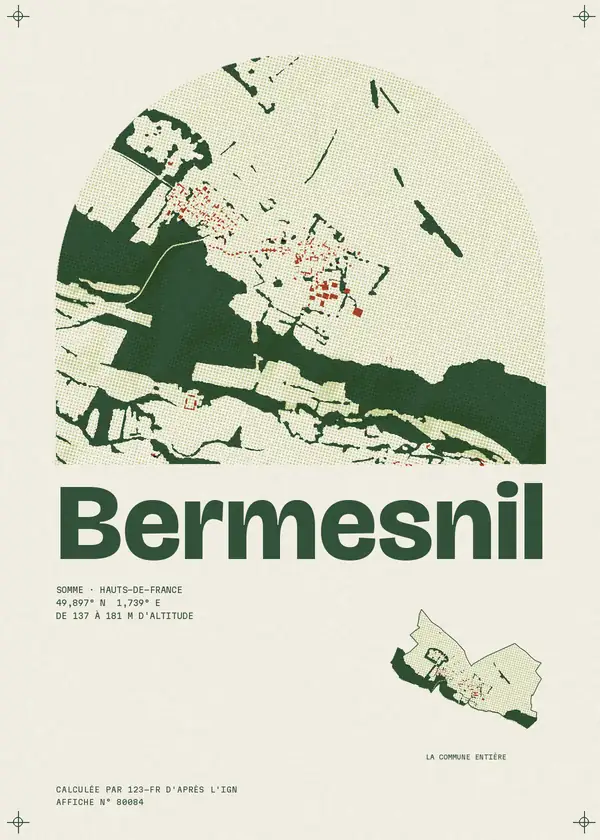 Affiche de Bermesnil, calculée par 123-fr d'après l'IGN