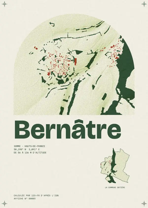 Affiche de Bernâtre, calculée par 123-fr d'après l'IGN