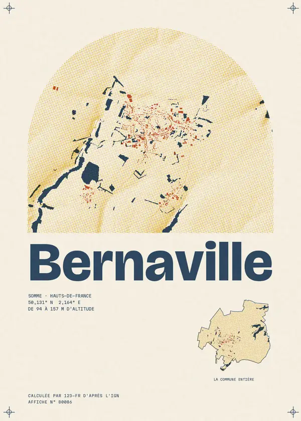 Affiche de Bernaville, calculée par 123-fr d'après l'IGN