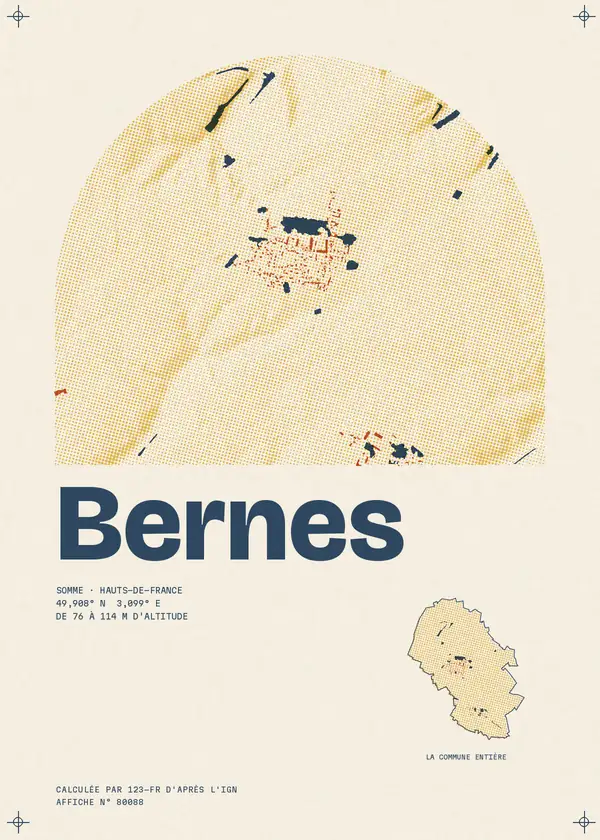 Affiche de Bernes, calculée par 123-fr d'après l'IGN