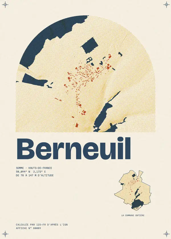 Affiche de Berneuil, calculée par 123-fr d'après l'IGN
