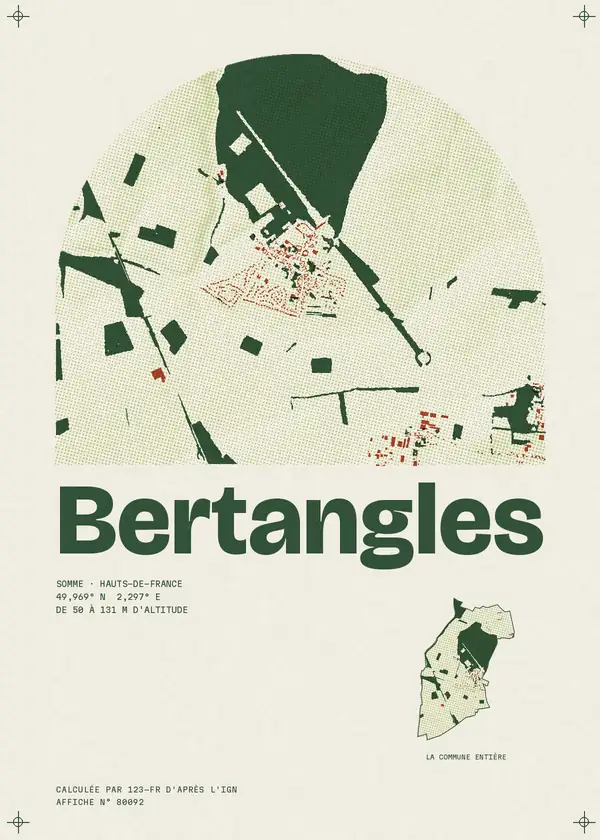 Affiche de Bertangles, calculée par 123-fr d'après l'IGN