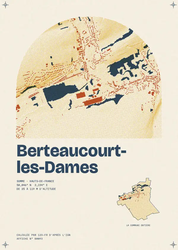 Affiche de Berteaucourt-les-Dames, calculée par 123-fr d'après l'IGN