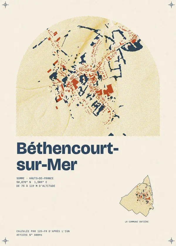 Affiche de Béthencourt-sur-Mer, calculée par 123-fr d'après l'IGN