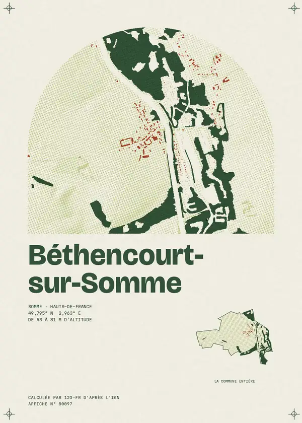 Affiche de Béthencourt-sur-Somme, calculée par 123-fr d'après l'IGN