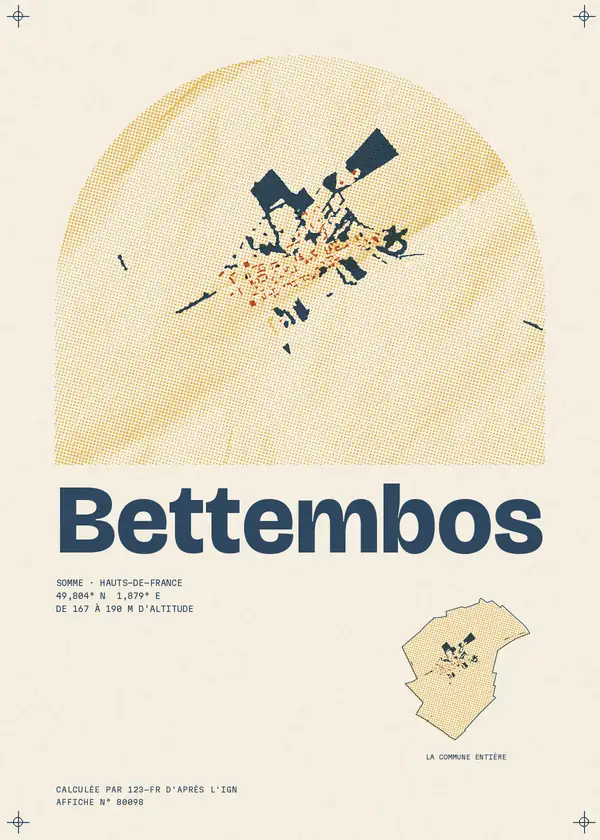 Affiche de Bettembos, calculée par 123-fr d'après l'IGN