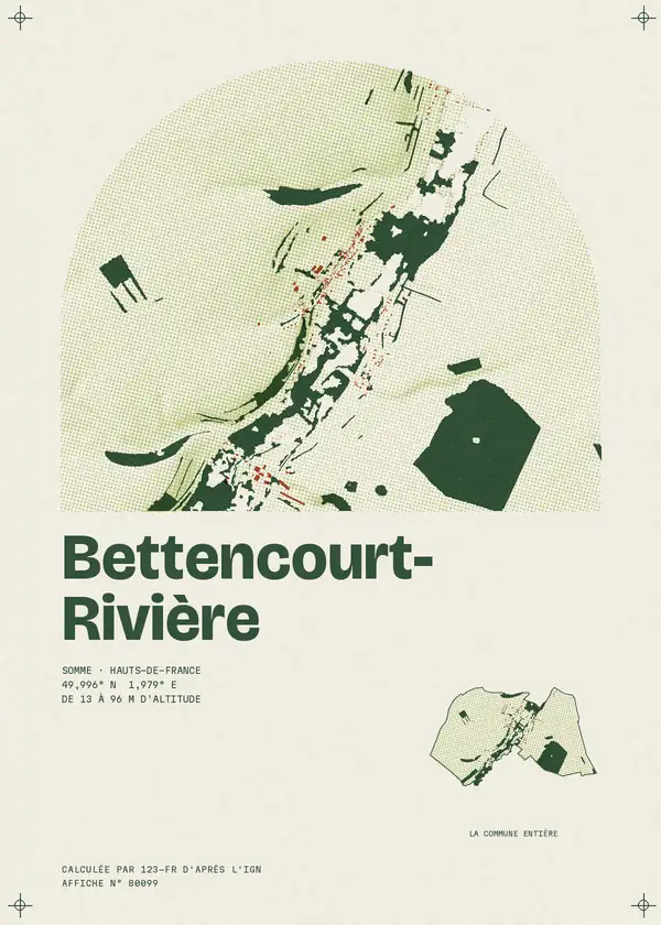 Affiche de Bettencourt-Rivière, calculée par 123-fr d'après l'IGN