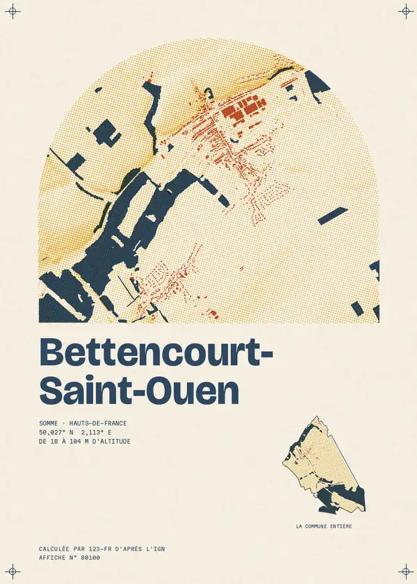 Affiche de Bettencourt-Saint-Ouen, calculée par 123-fr d'après l'IGN