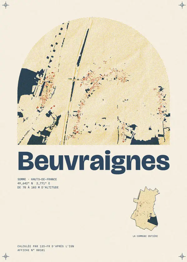Affiche de Beuvraignes, calculée par 123-fr d'après l'IGN