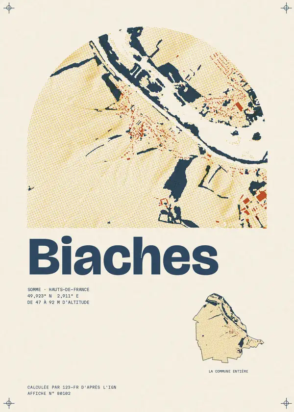 Affiche de Biaches, calculée par 123-fr d'après l'IGN